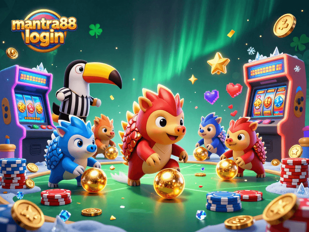 Experience mantra88 login as rival pangolins engage in dynamic casino gaming, blending excitement with visual flair.