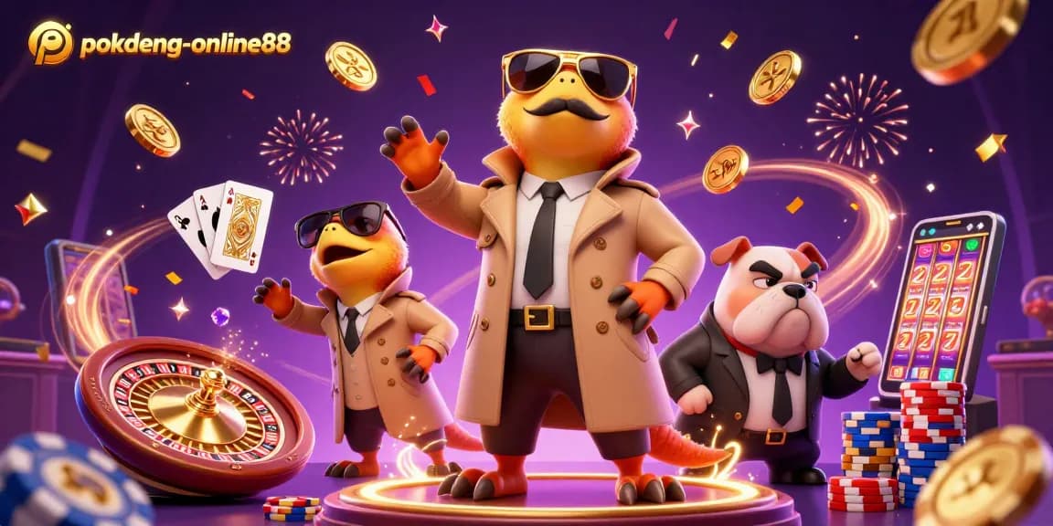 Enjoy exciting Pok Deng moments with the raptors at pokdeng-online88 casino, surrounded by vibrant gambling elements.
