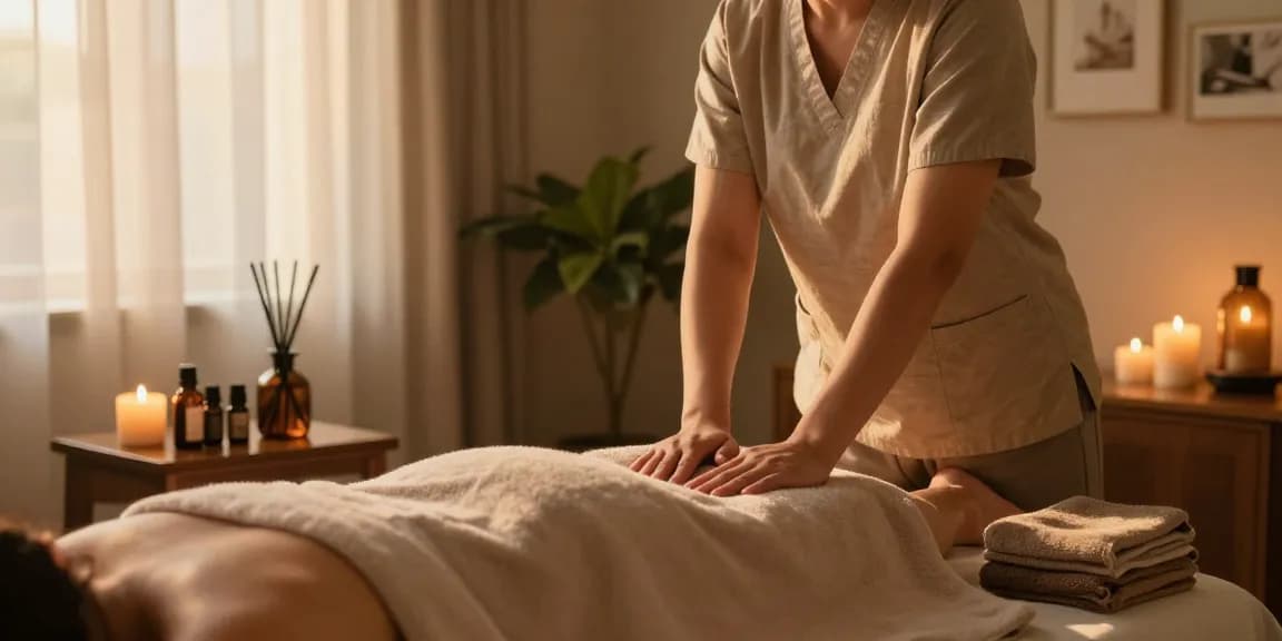 Relaxing 용인출장안마 massage session with professional therapist and serene home setting