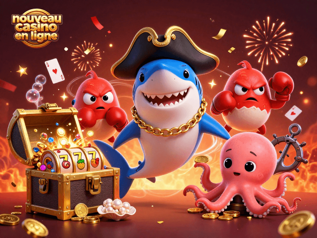 Découvrez le nouveau casino en ligne avec des jeux palpitants d'un requin pirate et ses amis.
