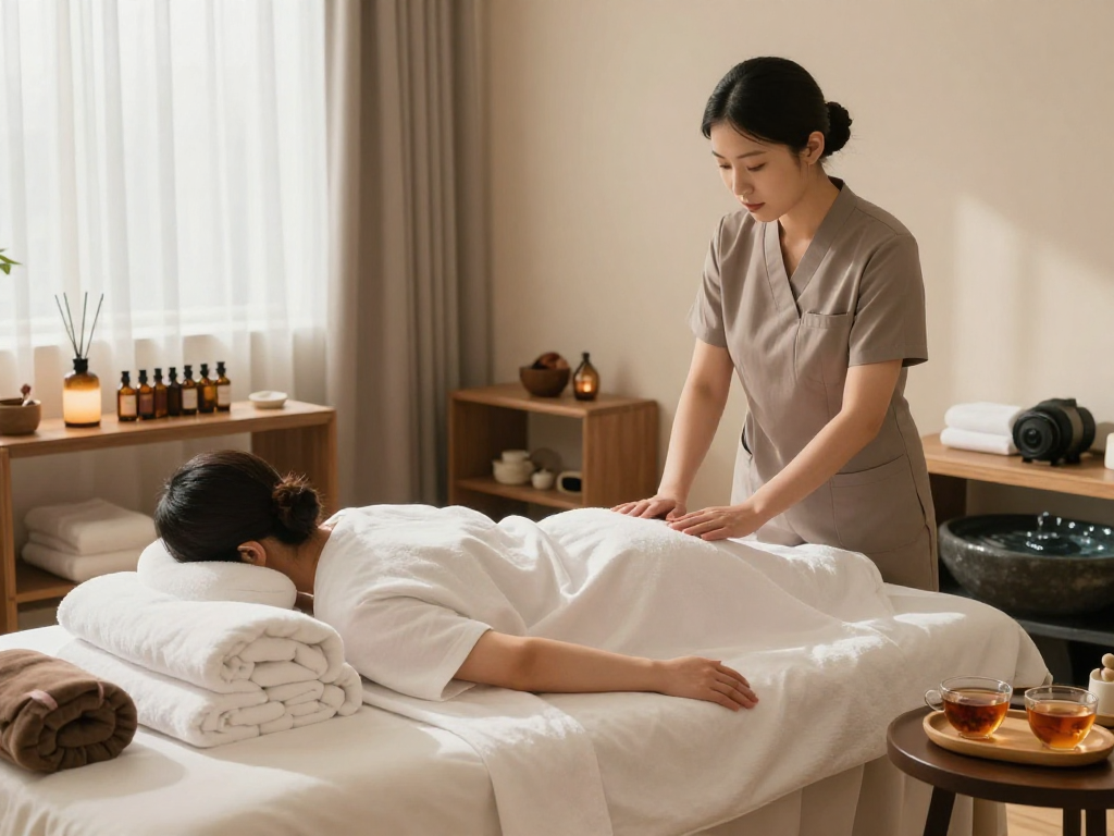 Relaxation session at Balanced Massage featuring mantra88 aromatherapy oils and soothing ambiance