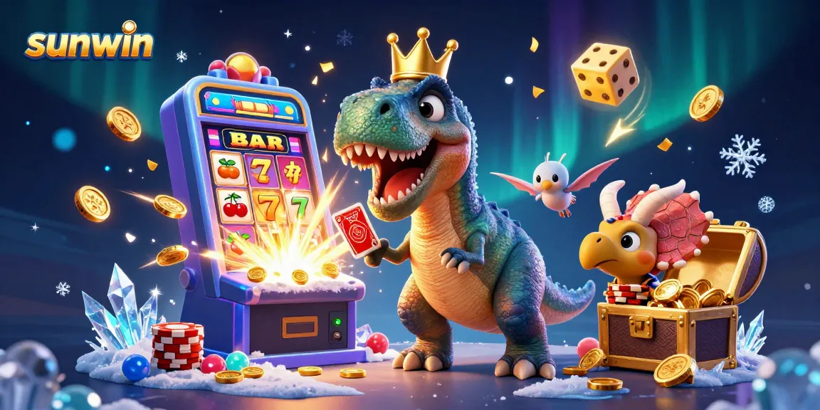 Experience thrilling action with sunwin's dynamic 3D casino scene full of colorful characters and gaming excitement.