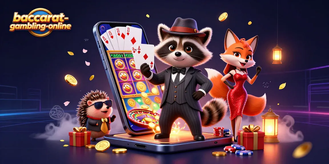 Baccarat-gambling-online entertains players with a dynamic gaming illustration featuring characters engaged in high-stakes fun.