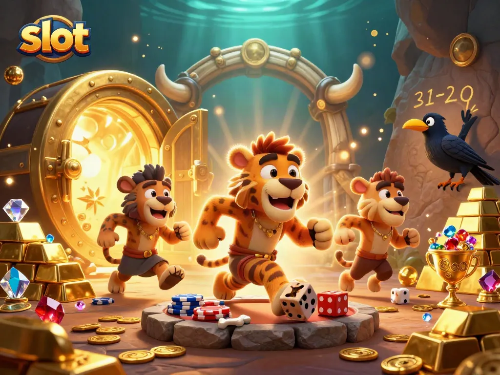 Menangkan slot dengan keceriaan kasino prasejarah yang dipenuhi harta karun emas dan permata.