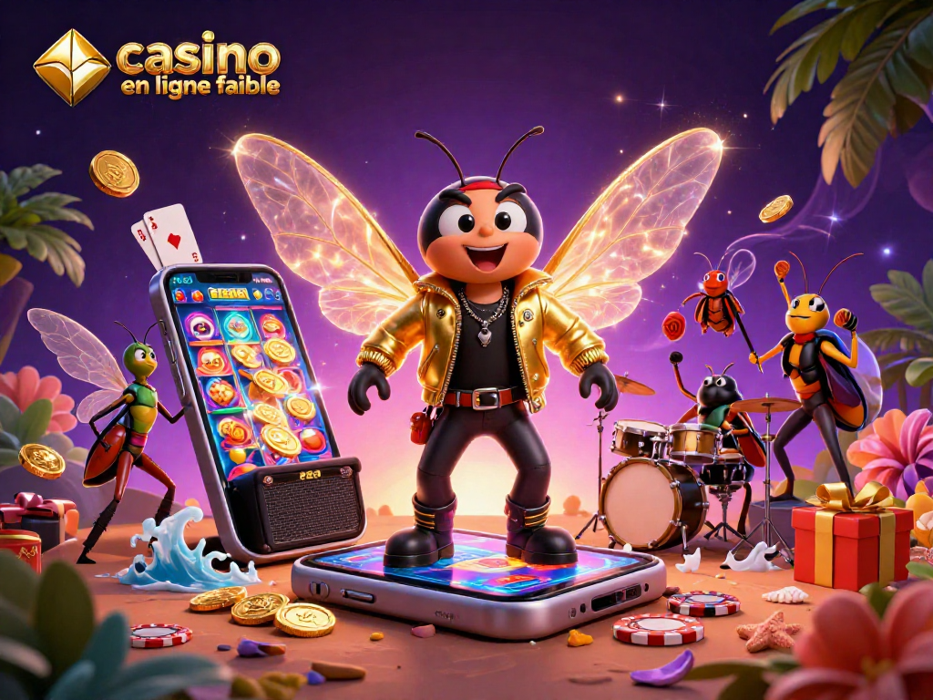 Vivez l'expérience d'un casino en ligne fiable avec une illustration vibrante de jeux de casino et un groupe animé.