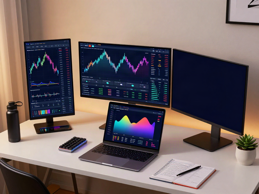 HK stock real-time API displayed on multiple screens in a cryptocurrency trading environment, showcasing advanced trading tools and secure digital wallet interfaces.