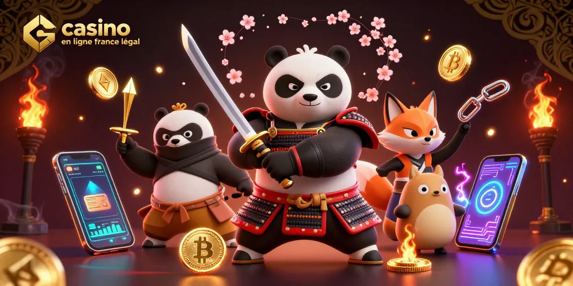 Découvrez les paysages visuels du casino en ligne légal en France où panda samouraï et renard ninja s'affrontent.