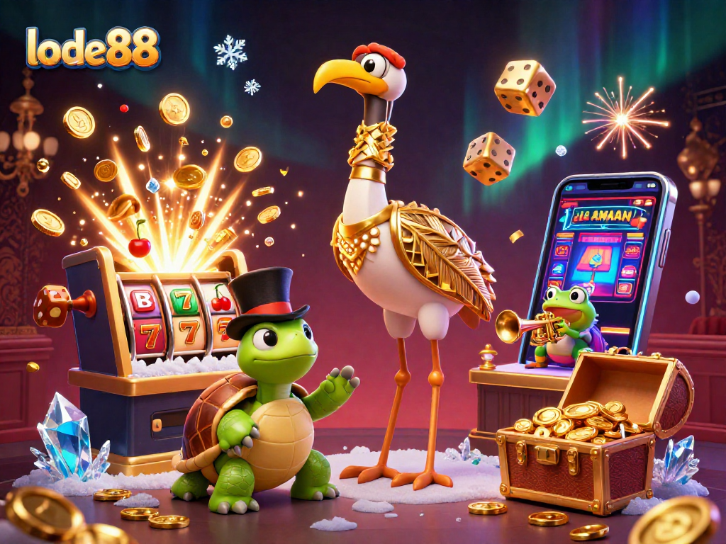Spin the reels with lode88's vibrant casino scene filled with luck and excitement.