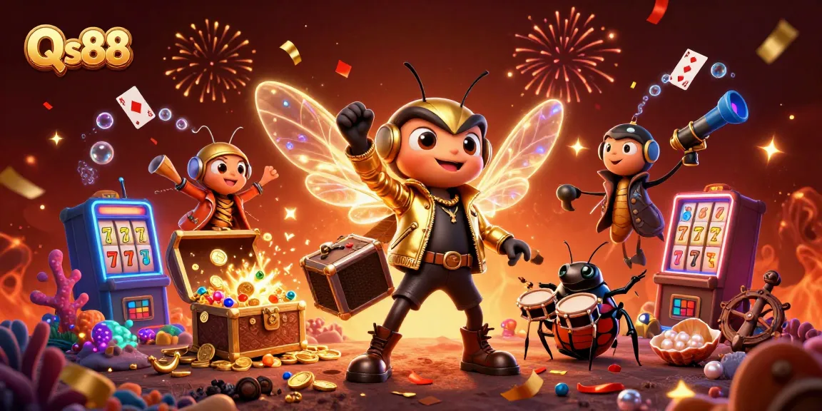 Experience thrilling gameplay at Qs88 with dynamic gaming scenes and vibrant 3D illustrations