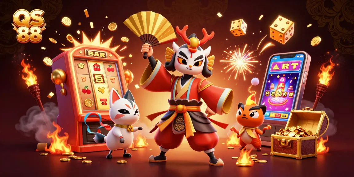 Experience the excitement of QS 88 casino with kabuki warriors and dynamic game symbols.