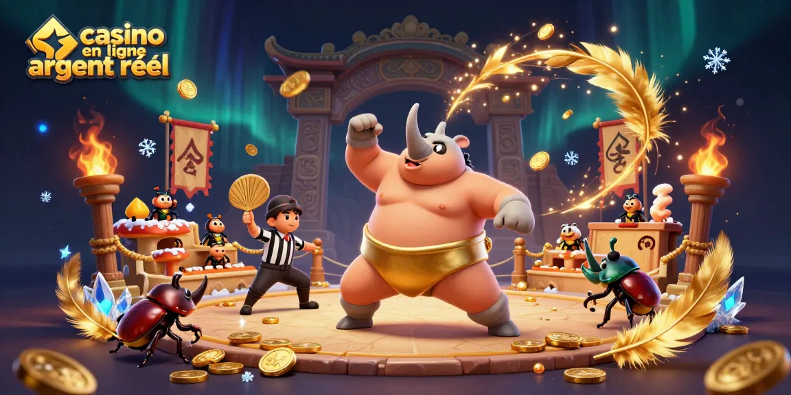 Gagnez avec casino en ligne argent réel grâce à une illustration dynamique d'un combat de sumo