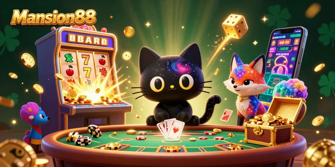 Mansion88 captivates players with its cosmic gaming ambiance and vibrant slot machine action.