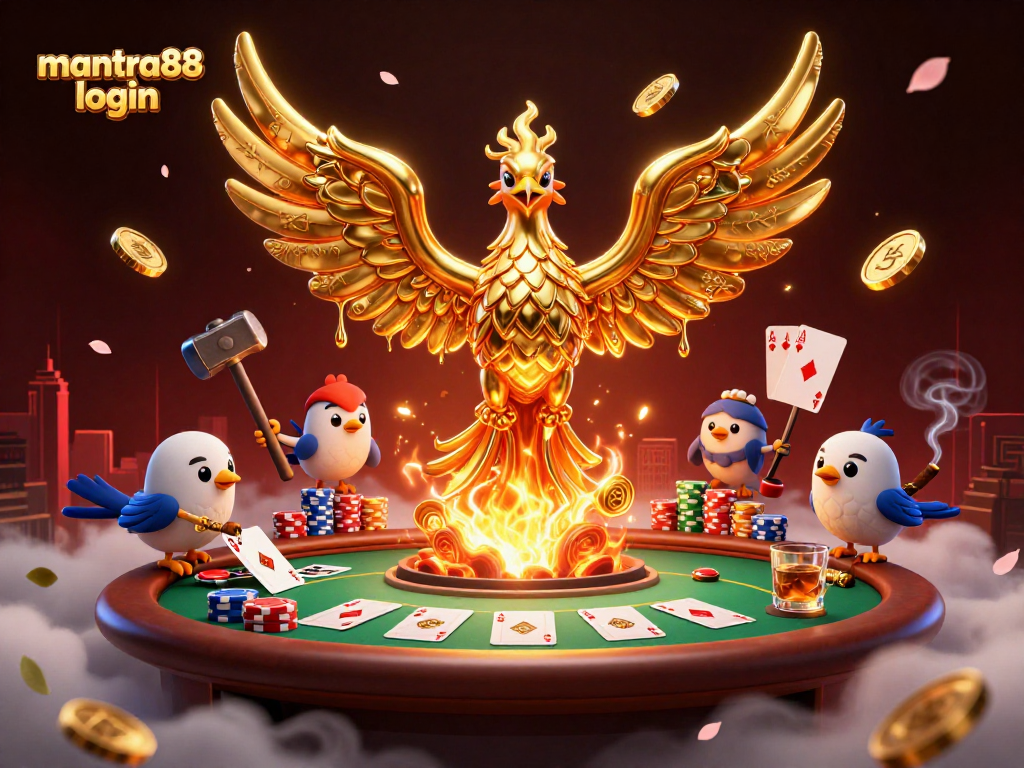 Engage with mantra88 login at an exciting poker table surrounded by cinematic gambling elements.