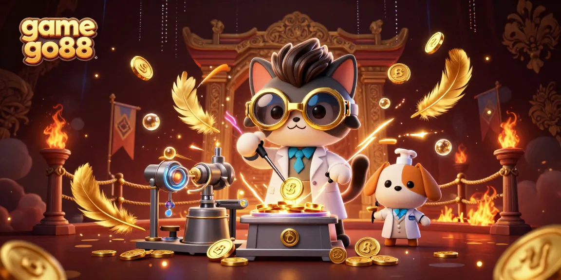 Experience the excitement of game go88 with vibrant characters and rich casino elements in this 3D illustration.
