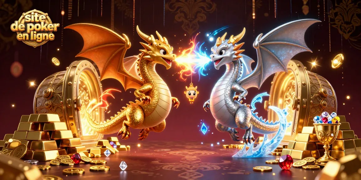 Gagnez sur le site de poker en ligne avec des dragons affrontant le feu et la glace dans un décor enchanteur.