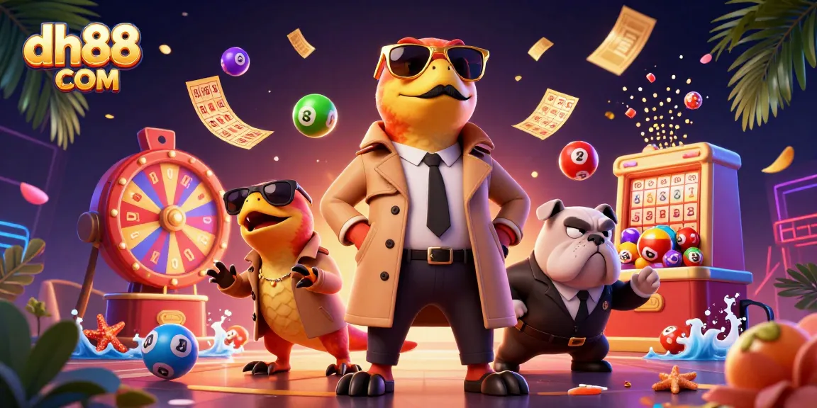 Engage with thrilling gaming at dh88 COM where cartoon raptors attempt VIP entry in a dazzling casino.
