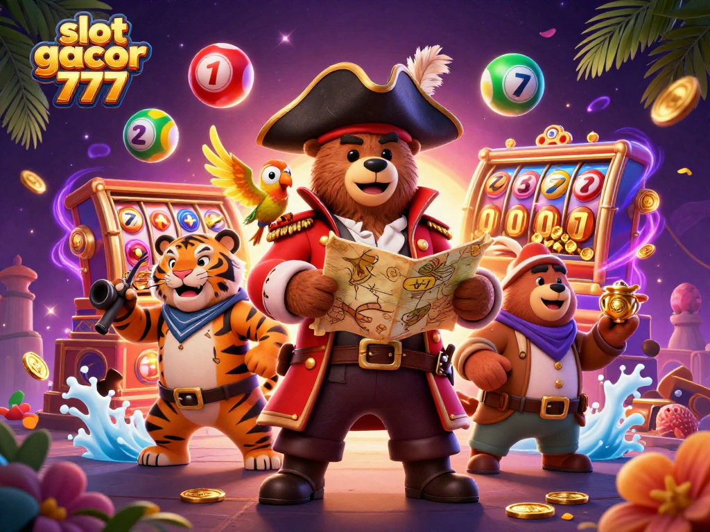 Win big with slot gacor 777 in a vibrant 3D casino scene filled with rich visuals.