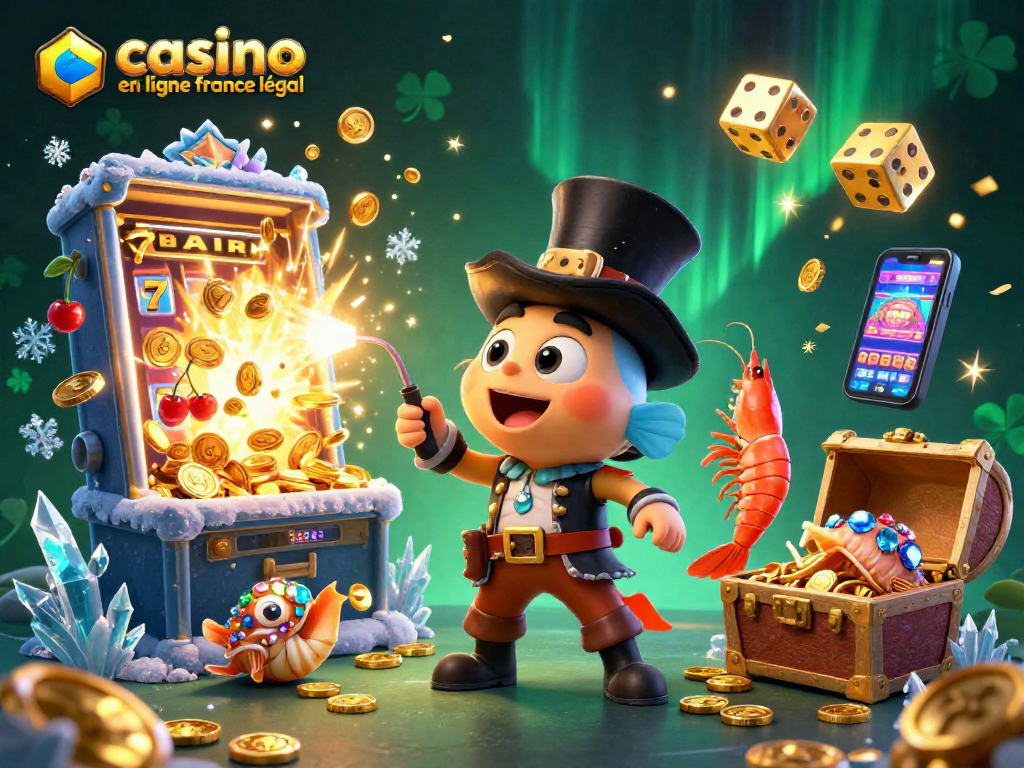 Jouez sur 'casino en ligne légal en France' avec un poisson-lueur attirant des pièces d'or et des personnages animés.