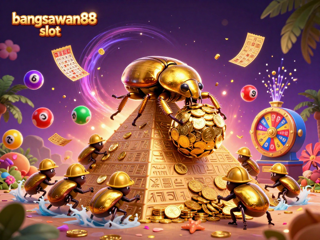 Experience the thrills of bangsawan88 slot with vibrant scenes filled with gold and lottery excitement.