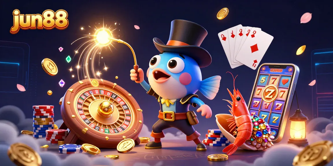 Experience the excitement of jun88 with cascading coins and thrilling casino action in this dynamic illustration.
