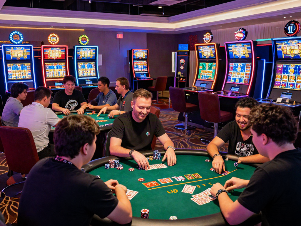 Exciting gaming environment featuring situs gacor players at vibrant casino tables.