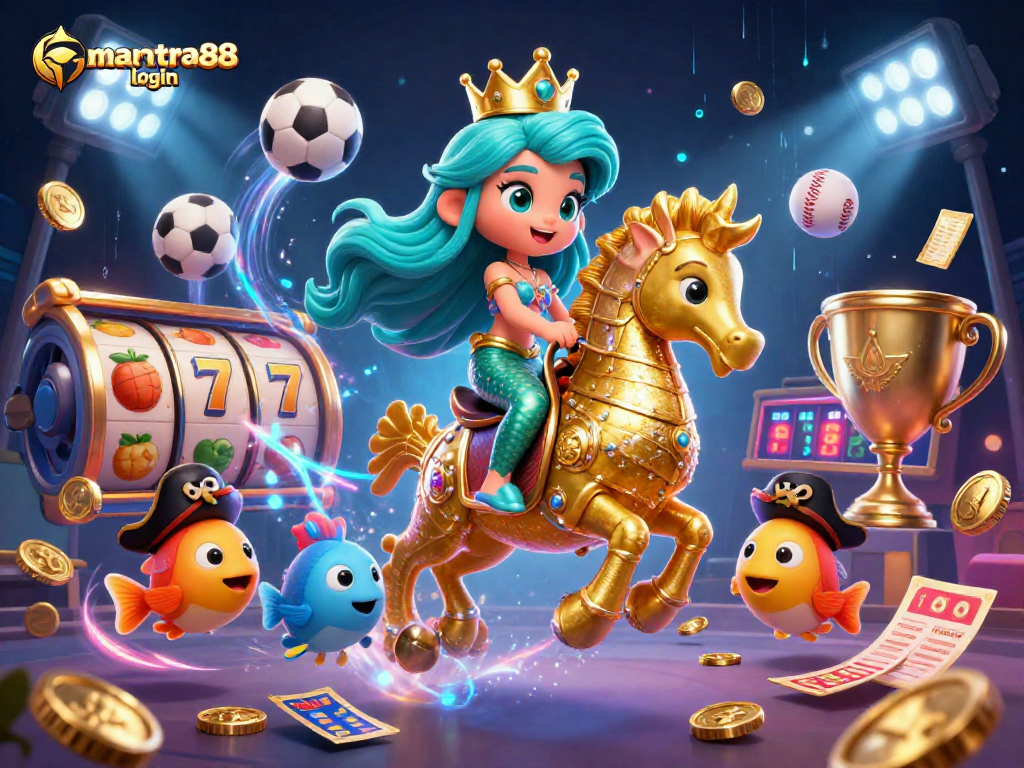 Experience the thrill with mantra88 login, featuring vibrant slot elements and dynamic characters in a captivating casino scene.
