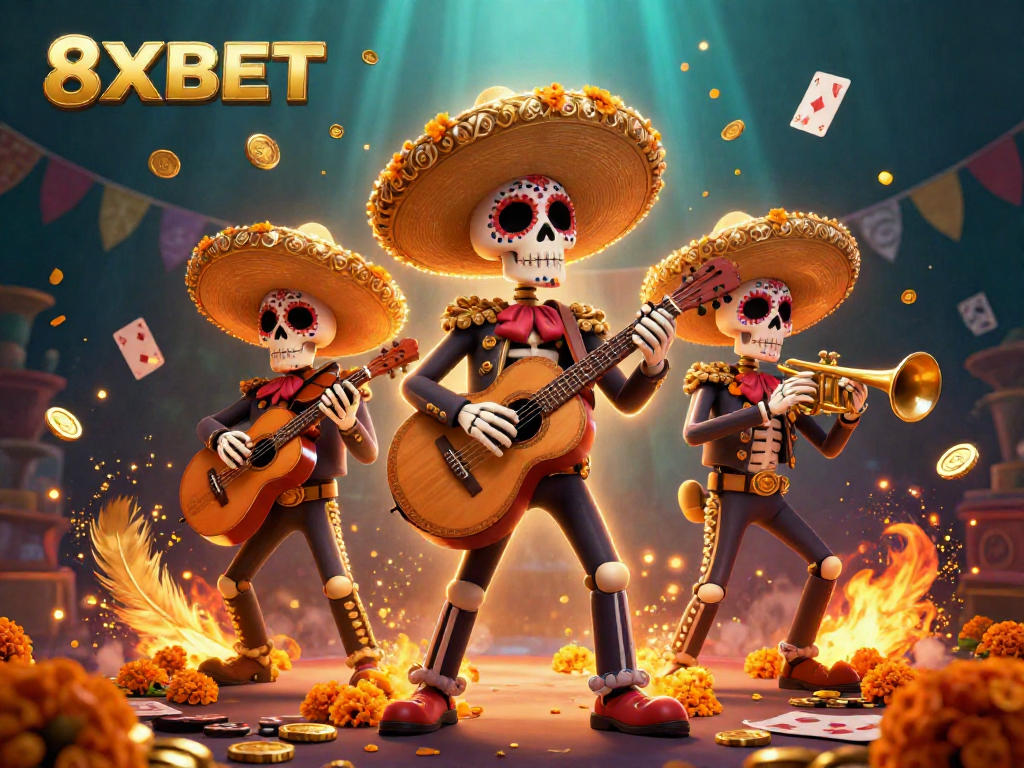 Engage in thrilling games at 8XBET with mariachis, coins, and dynamic casino elements.