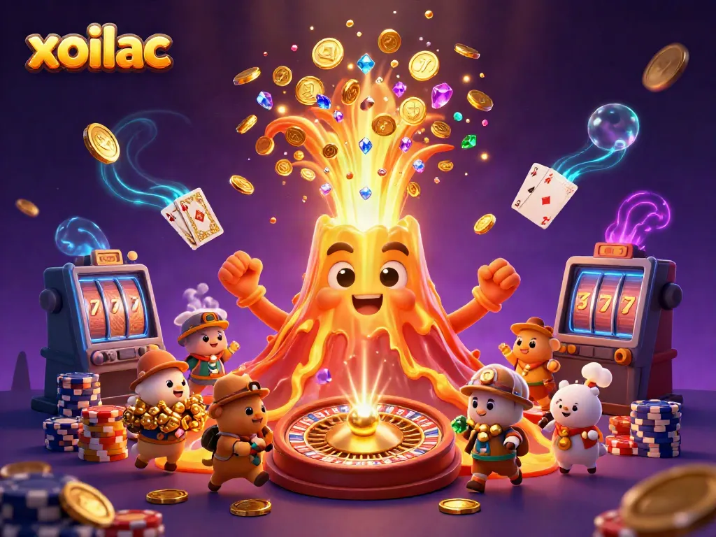 Experience excitement with xoilac as the golden volcano erupts in a treasure-filled casino spectacle.