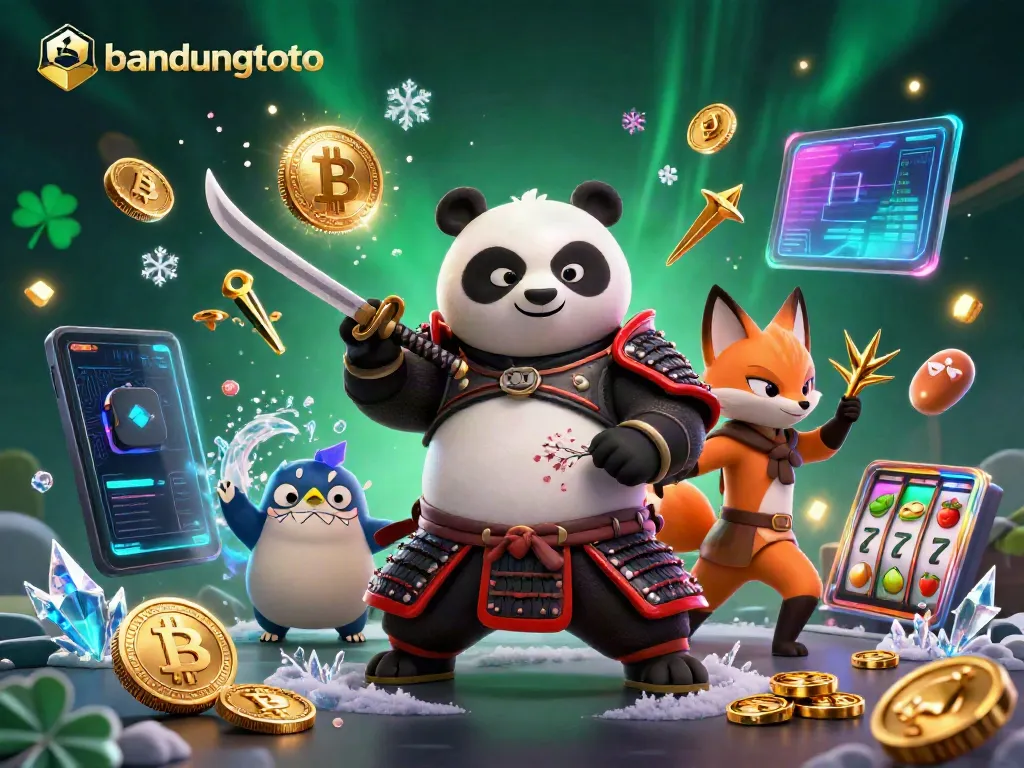 Experience thrilling gaming at bandungtoto with a colorful 3D casino illustration featuring iconic characters.