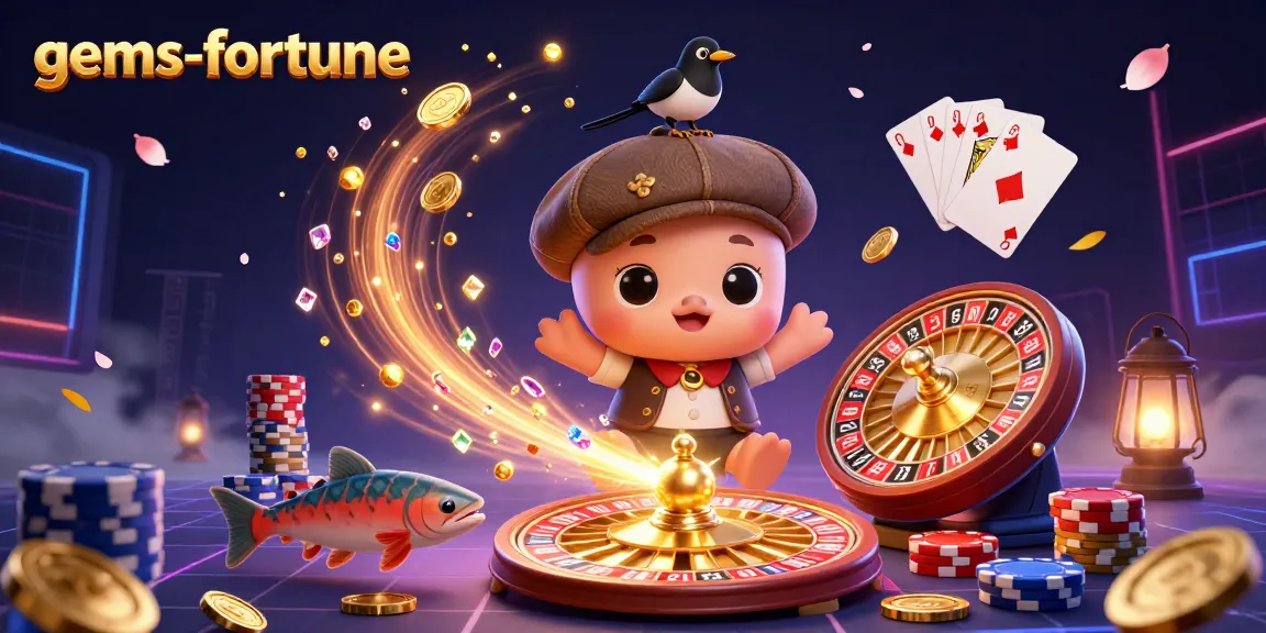 Experience the gems-fortune with captivating 3D characters, golden coins, and dazzling visuals.