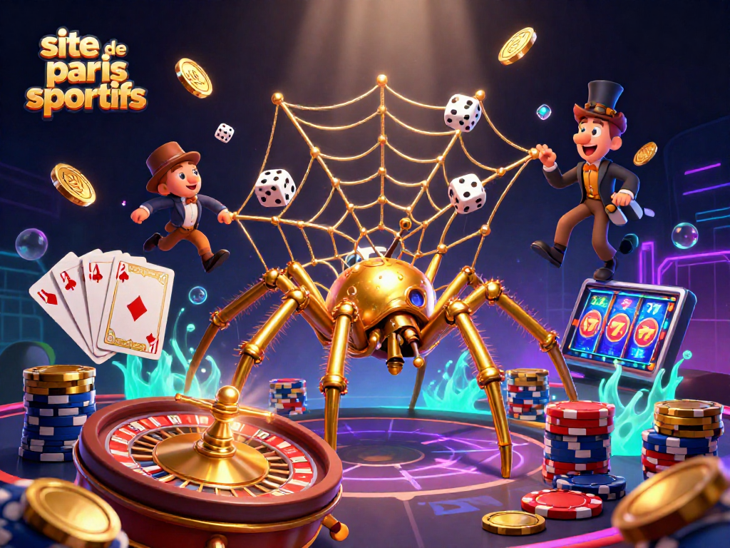 Pariez sur le site de paris sportifs en découvrant une illustration animée avec une araignée steampunk.