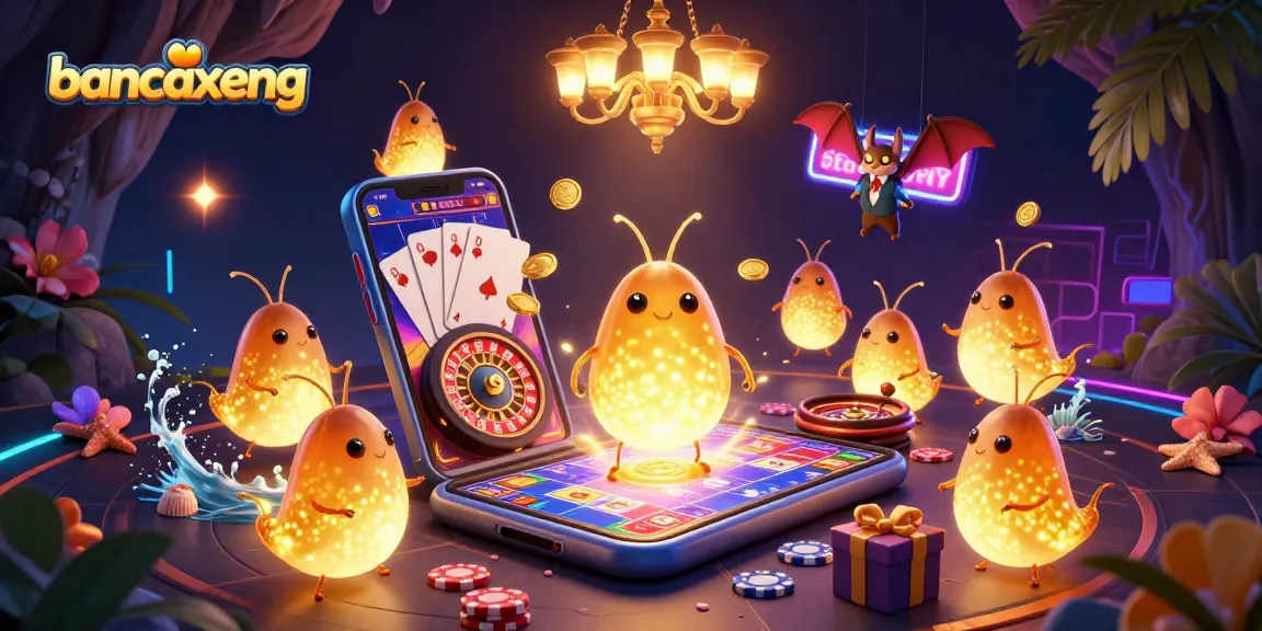 Bancaxeng illuminates the casino experience with playful glowworms and vibrant gaming elements.