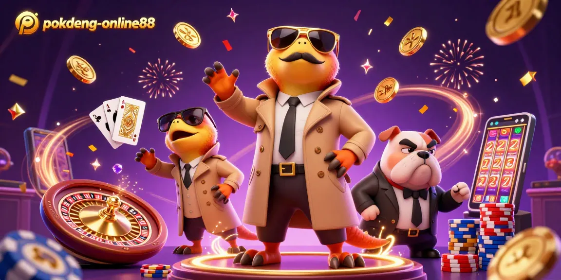 Enjoy exciting Pok Deng moments with the raptors at pokdeng-online88 casino, surrounded by vibrant gambling elements.
