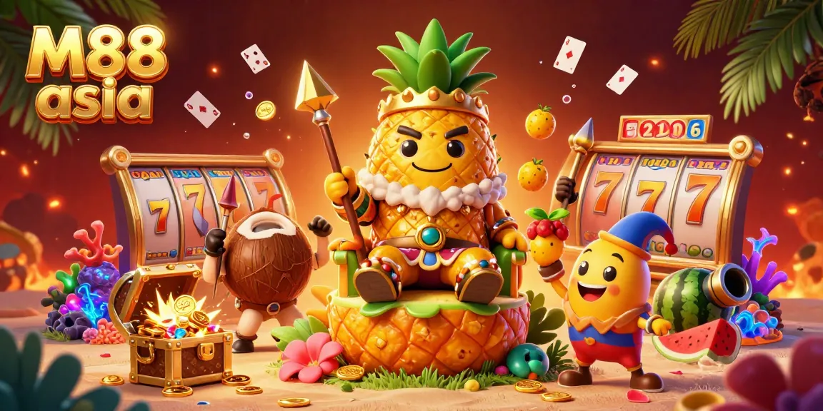 Experience thrilling games at M88 asia with golden treasures, vibrant characters, and dynamic casino elements.