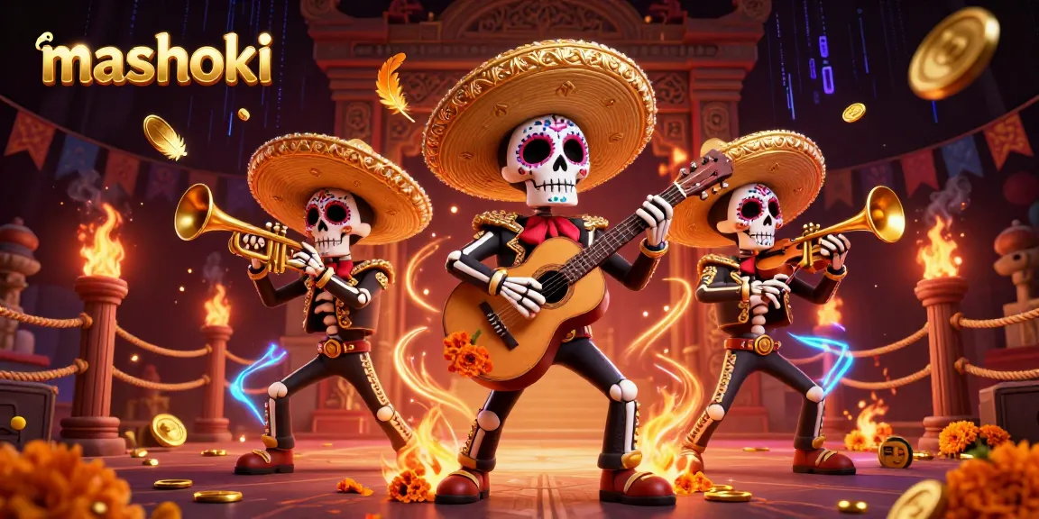 Experience winning strategies with mashoki in a vibrant casino scene featuring a mariachi band.