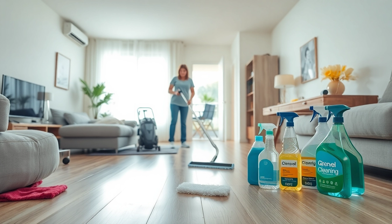 Efficient bond cleaning Logan service with a professional cleaner in action cleaning an apartment.