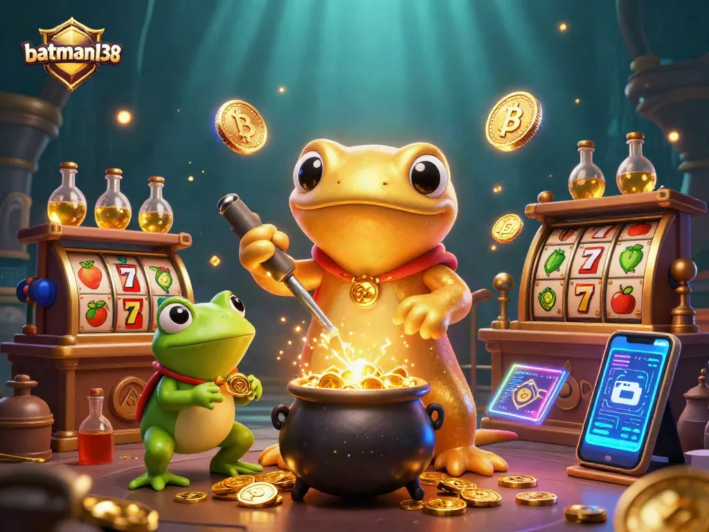 Win big with batman138 in a vibrant 3D casino scene filled with gold coins and jackpot symbols.