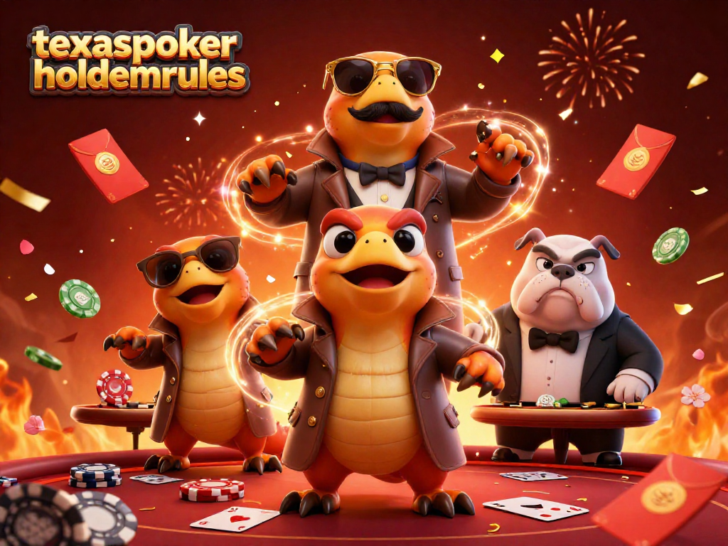 Experience poker excitement with texaspokerholdemrules in dynamic 3D illustration of raptors in a casino lounge