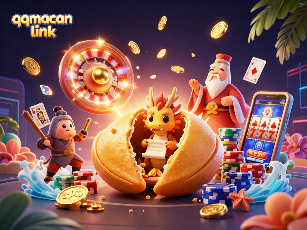 Engage with the dynamic qqmacan link scene depicting fortune elements and thrilling casino excitement.