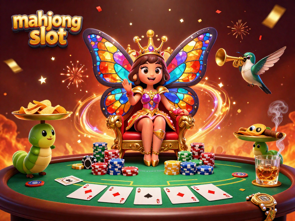 Experience mahjong slot's exciting gameplay with colorful characters and casino elements in a vibrant scene.
