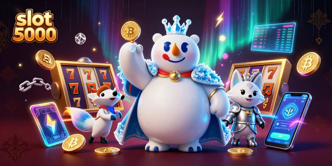 Taruhan slot 5000 dengan karakter beruang kutub dan rubah bersinar dalam gambaran mesin slot yang menakjubkan.