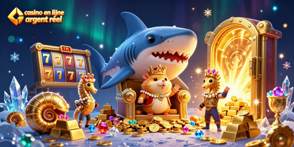 Profitez de l'excitation du casino en ligne argent réel avec un roi hamster audacieux entouré de trésors scintillants.