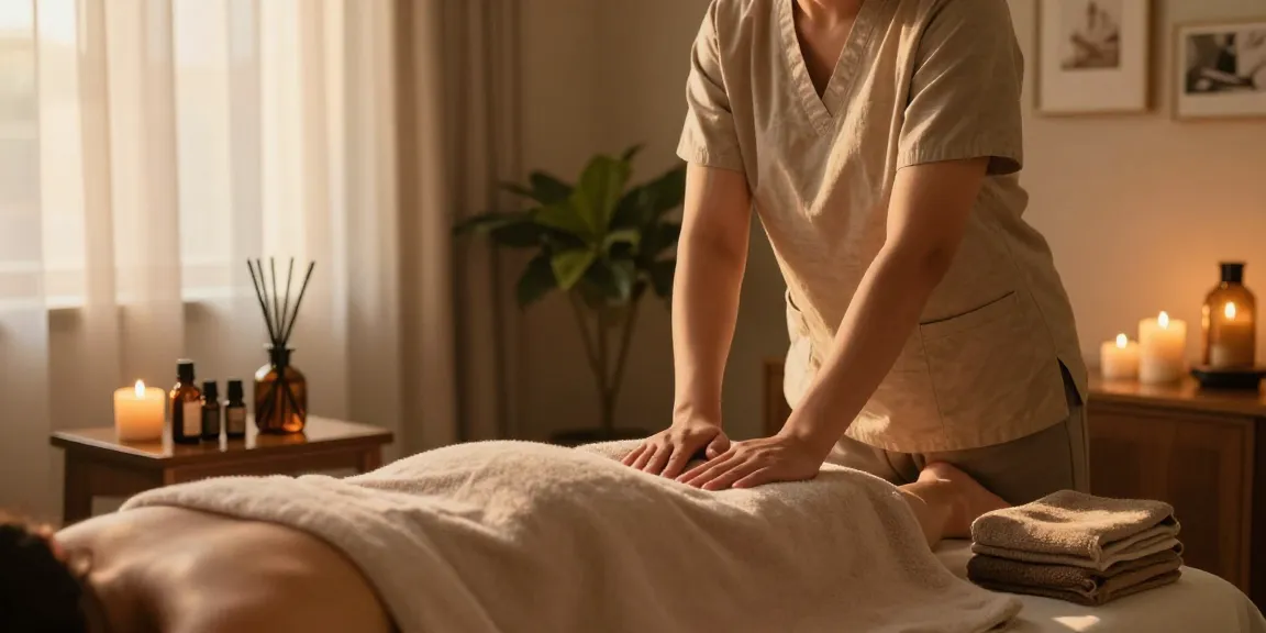Relaxing 용인출장안마 massage session with professional therapist and serene home setting