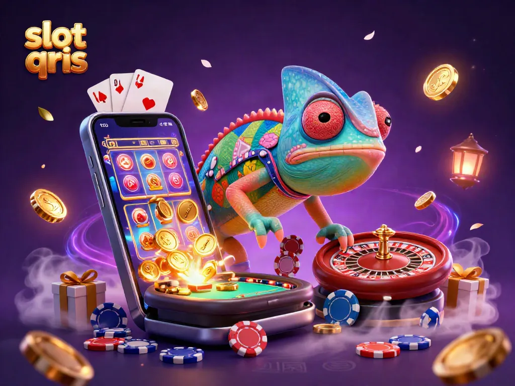 Experience the thrill of slot qris with colorful casino elements and vibrant characters.