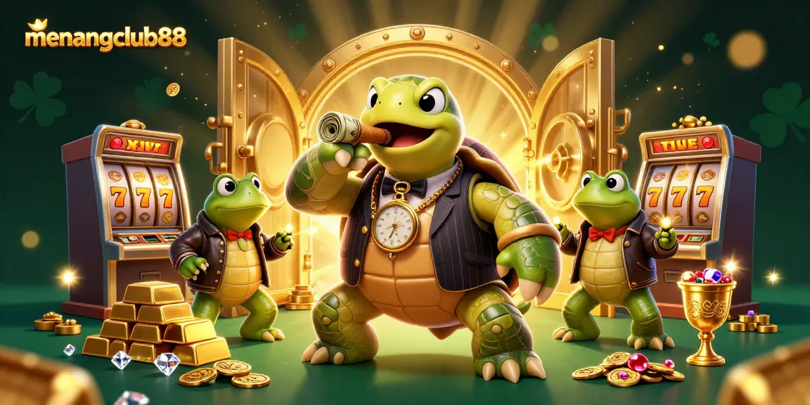 Experience the thrill of winning with menangclub88 at a vibrant casino, featuring animated characters and slot machines.