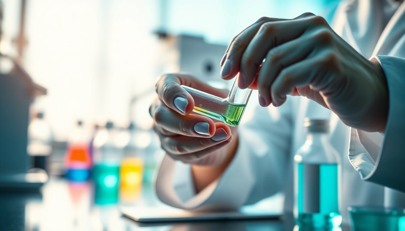 Analyze glp-3rt peptides in a bright research lab with vibrant solutions.