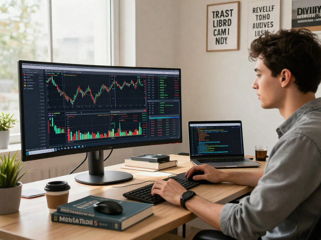 交易者使用MetaTrader 5分析多种金融图表，展现高效的交易环境