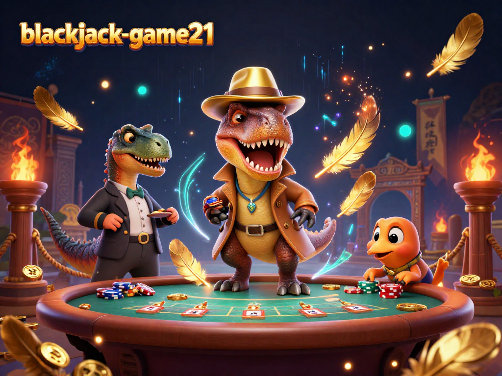 Experience thrilling action at blackjack-game21 with a clever velociraptor card counter and sneaky pickpocket.