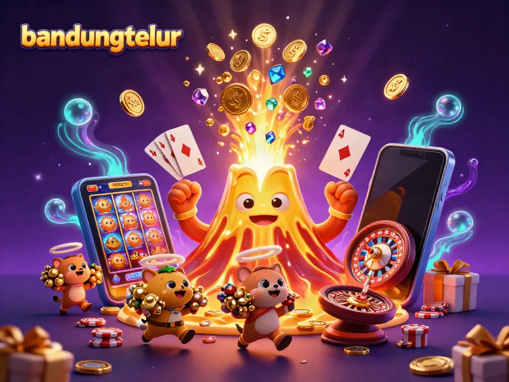 Experience the thrill of bandungtelur as a golden volcano erupts with treasure and gaming excitement.