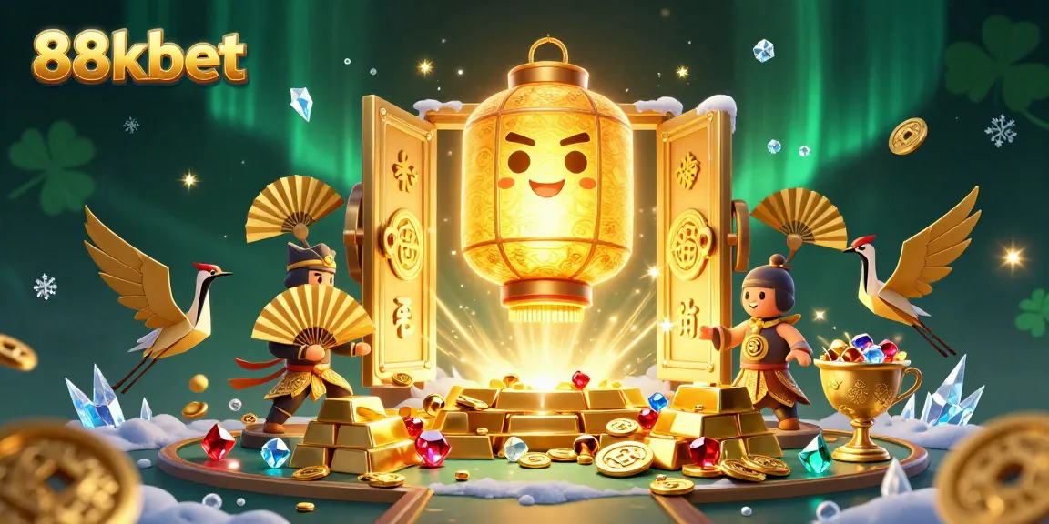 Win big with 88kbet as golden treasures burst from the casino vault in a dazzling 3D illustration.